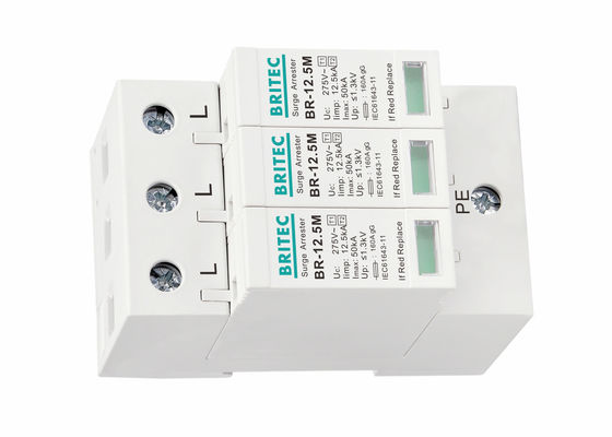 T1 + T2 Surge Protector Iimp 12.5 KA Surge Arrester 3 Phase TN - C System