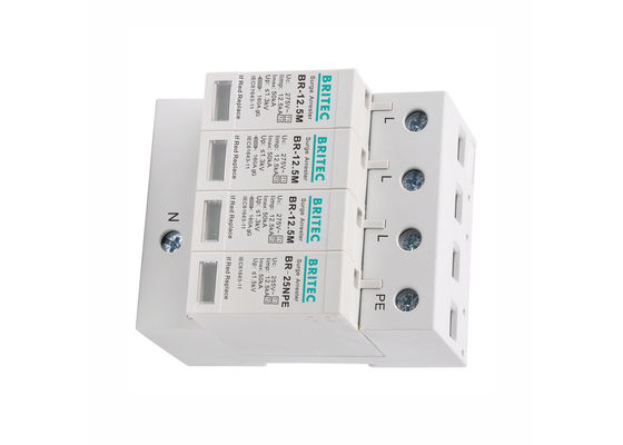 محافظ اضافه ولتاژ سه فاز کلاس B+C با ظرفیت 12.5 کیلو آمپر و قابلیت نصب روی ریل DIN