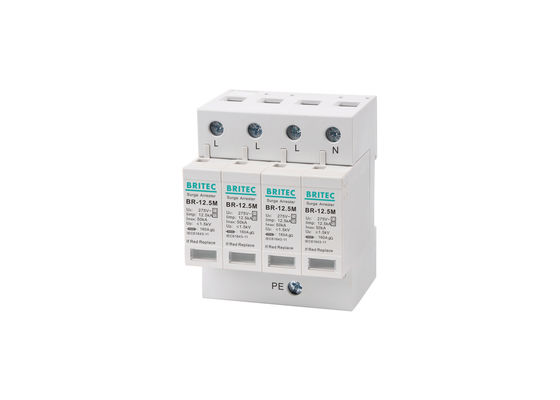 Pluggable کلاس 1 + 2 (B + C) Lightning Arrester Surge Protector SPD 10/350 12.5kA 4P