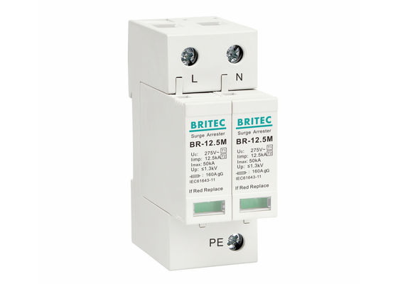 دستگاه محافظت از تشعشعات پلاک قابل Din Rail کلاس I + II با حفاظت از برق 12.5kA