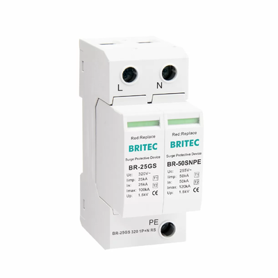 25kA Type 1 + 2 Surge Arrester با DIN Rail 35mm نصب برای دستگاه حفاظت از افزایش قابل اعتماد