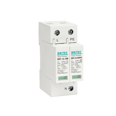 BR-12.5M 1P+1 تجهیزات الکتریکی 50kA 275v T1+T2 Surge Arrester دستگاه محافظت از افزایش ولتاژ کم ولتاژ